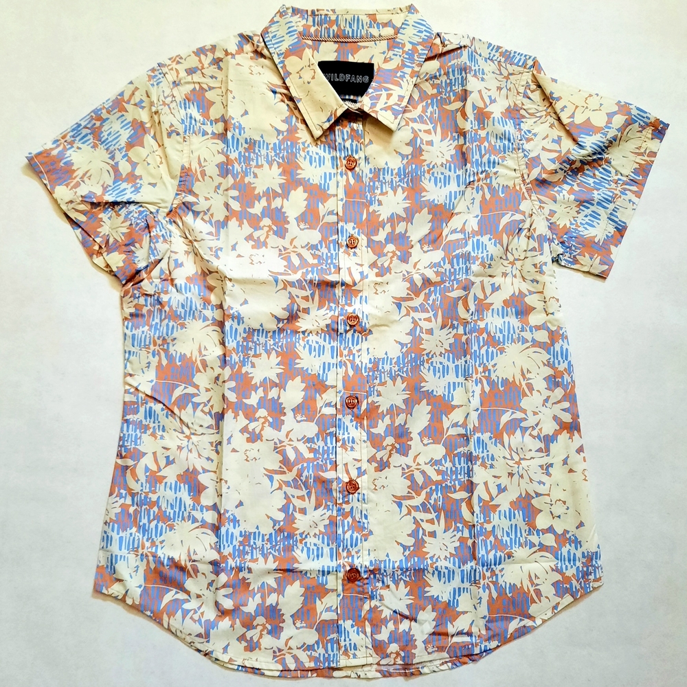 NWOT Wildfang Essential Button Up, Cream Plants Silhouette - Size M